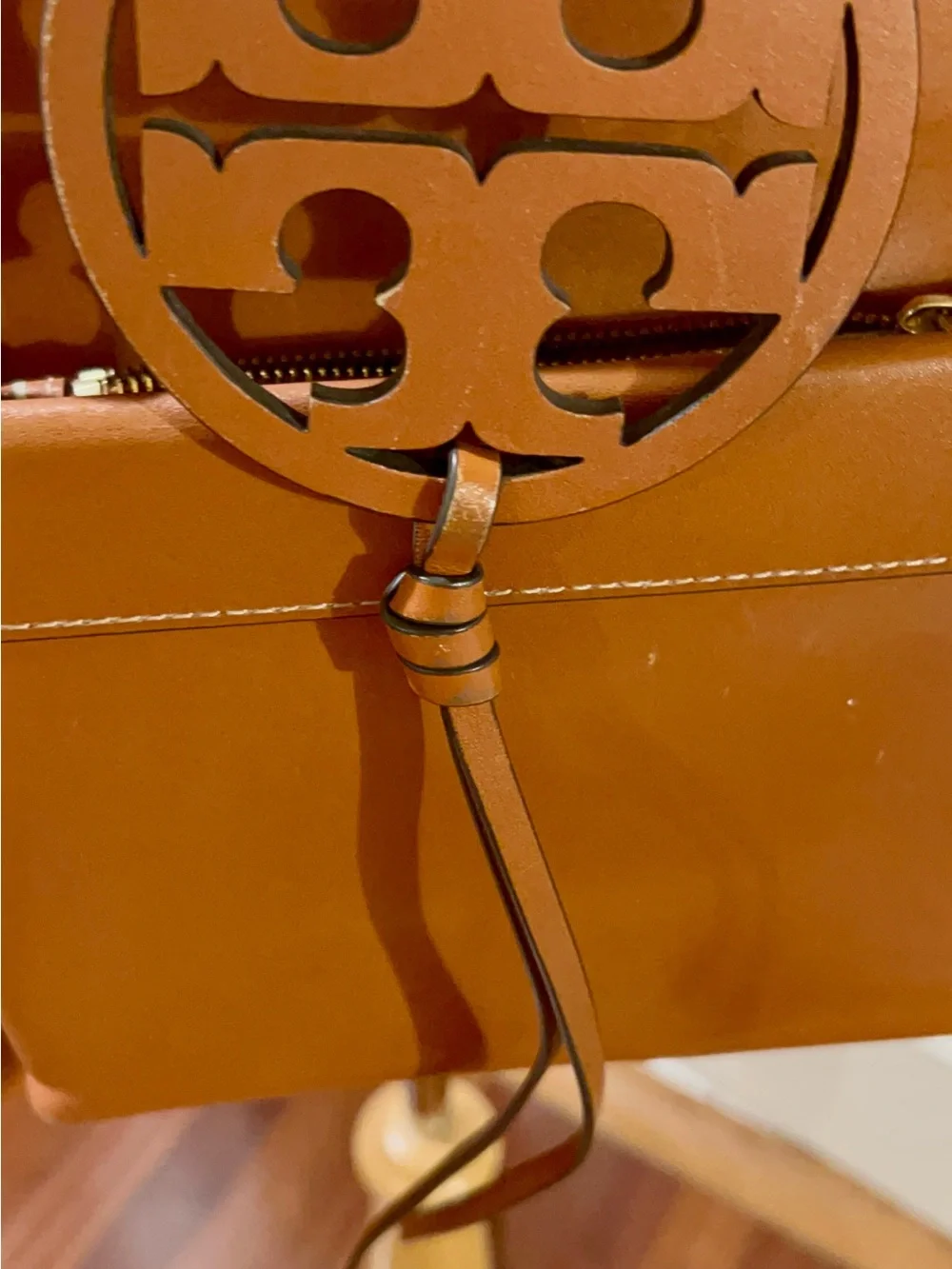 Tory Burch Tan Leather Logo Crossbody Bag